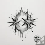 Tattoo design two stars reflecting in a body… – tattoo sketch (№1755214636_0, 14.08.2025 23:37) — tattoovalue.net