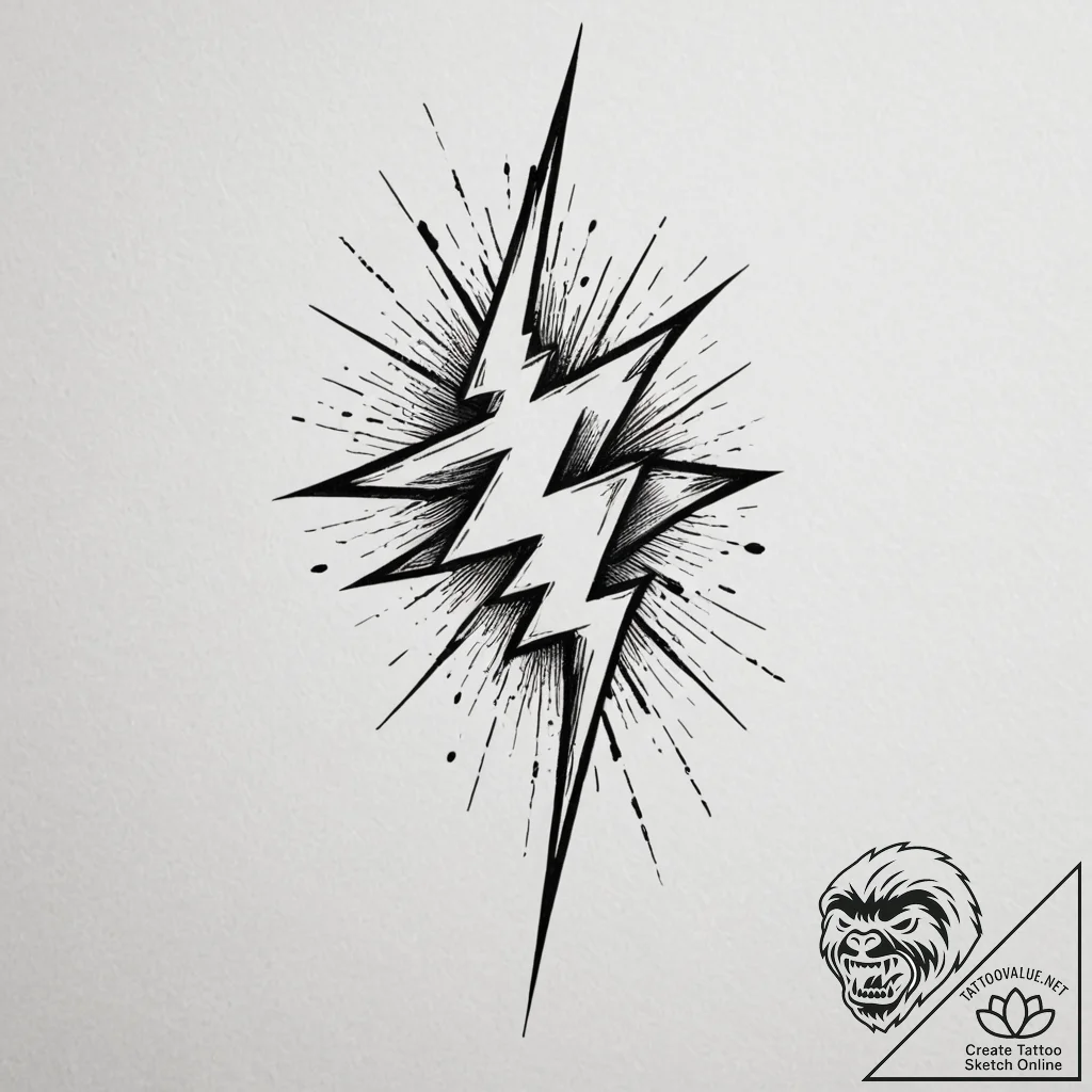 Tattoo design a stylized lightning bolt strik... - tattoo sketch (№1755214835_0, 14.08.2025 23:40) — tattoovalue.net