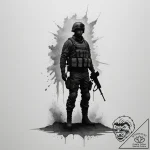 Tattoo sketch a lone soldier silhouette stand… – tattoo sketch (№1755215034_0, 14.08.2025 23:43) — tattoovalue.net