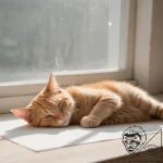 A fluffy ginger cat napping in a sunbeam on a… – tattoo sketch (№1755215441_0, 14.08.2025 23:50) — tattoovalue.net