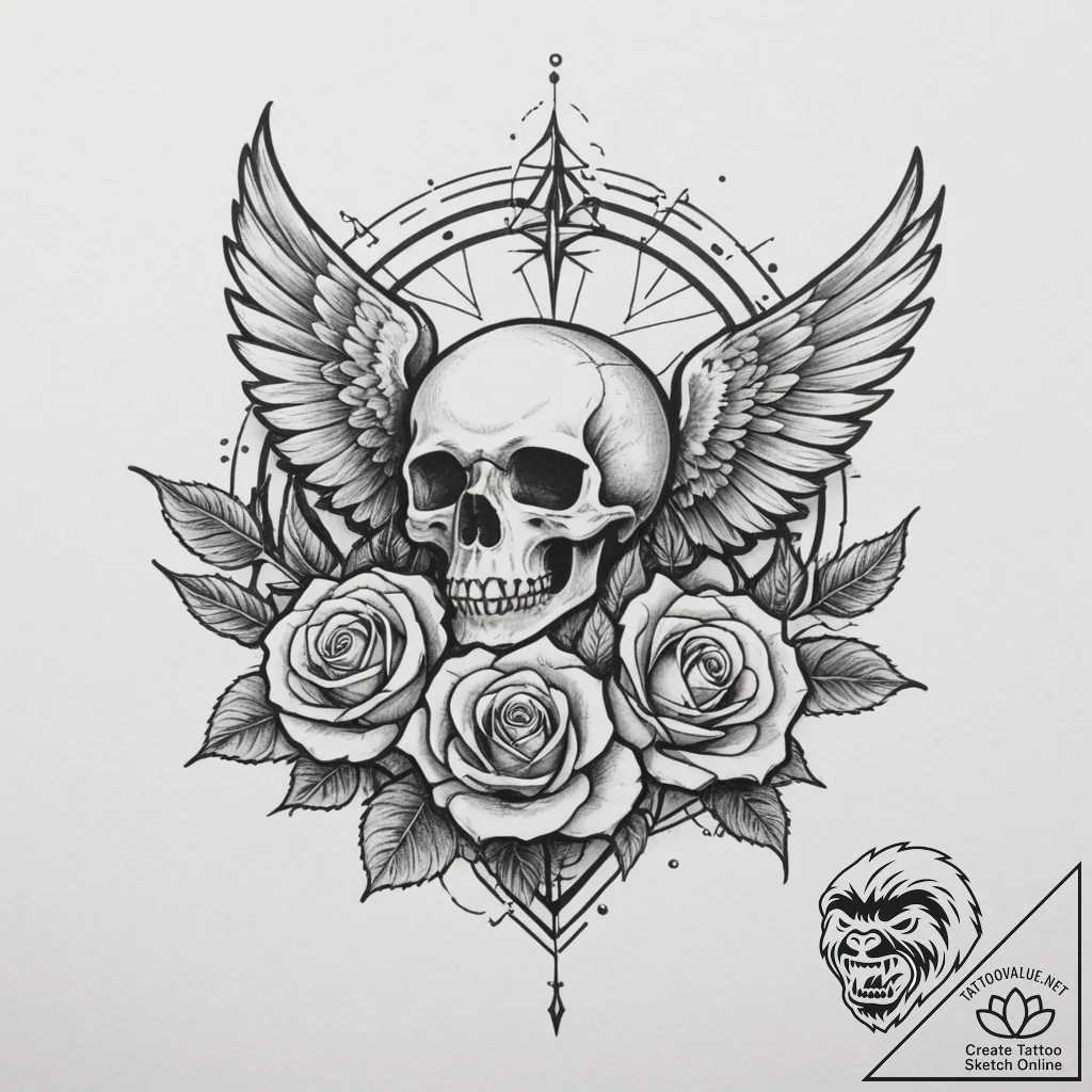 Tattoo design a geometric outline of a bird i... - tattoo sketch (№1755216038_0, 15.08.2025 00:00) — tattoovalue.net