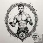 Tattoo design a boxing ring with a powerful f… – tattoo sketch (№1755216238_0, 15.08.2025 00:03) — tattoovalue.net