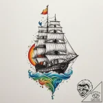 Ship, artistic tattoo sketch, soft whip shadi… – tattoo sketch (№1755216440_0, 15.08.2025 00:07) — tattoovalue.net