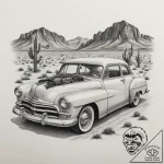 A dusty, forgotten vintage car left to rust i… – tattoo sketch (№1755217247_0, 15.08.2025 00:20) — tattoovalue.net