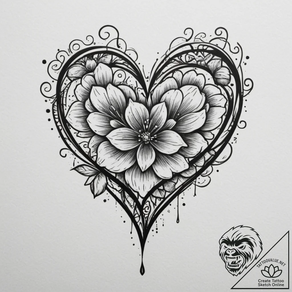 Tattoo sketch a crayon drawing style heart or... - tattoo sketch (№1755220861_0, 15.08.2025 01:21) — tattoovalue.net