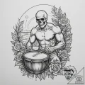 A person playing a steel drum on a tropical b... - tattoo sketch (№1755222065_0, 15.08.2025 01:41) — tattoovalue.net