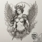 A valkyrie carrying a fallen soldier, artisti… – tattoo sketch (№1755223271_0, 15.08.2025 02:01) — tattoovalue.net