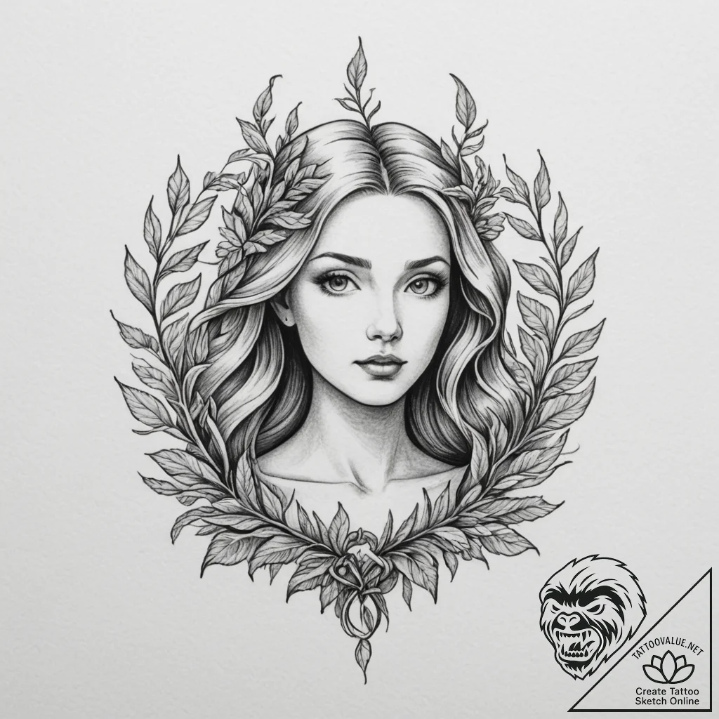 Tattoo design a virgo symbol emerging from fe... - tattoo sketch (№1755269081_0, 15.08.2025 14:44) — tattoovalue.net
