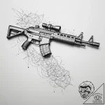 Tattoo design an abstract rifle outline with… – tattoo sketch (№1755269889_0, 15.08.2025 14:58) — tattoovalue.net