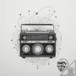 A vintage radio broadcasting sound waves and… – tattoo sketch (№1755270103_0, 15.08.2025 15:01) — tattoovalue.net