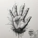 A hand reaching out to touch the surface of w… – tattoo sketch (№1755270505_0, 15.08.2025 15:08) — tattoovalue.net