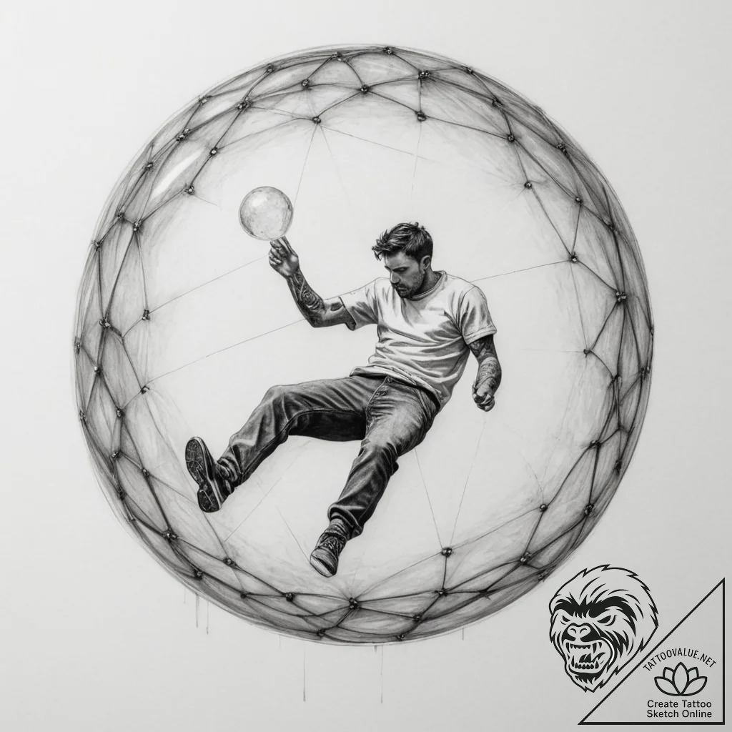 A person zorbing down a hill., concept art fo... - tattoo sketch (№1755271517_0, 15.08.2025 15:25) — tattoovalue.net