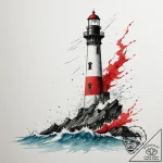 A solitary lighthouse being battered by storm… – tattoo sketch (№1755271718_0, 15.08.2025 15:28) — tattoovalue.net