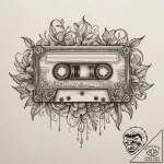 Cassette, tattoo drawing outline, fine lines,… – tattoo sketch (№1755271917_0, 15.08.2025 15:31) — tattoovalue.net
