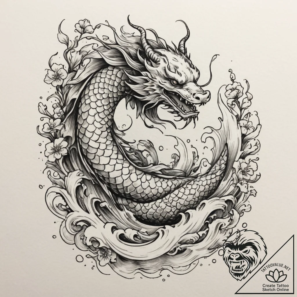 Tattoo design a virgo maiden whose hair trans... - tattoo sketch (№1755272529_0, 15.08.2025 15:42) — tattoovalue.net
