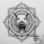 Pig, concept art for tattoo, black and white… – tattoo sketch (№1755272934_0, 15.08.2025 15:48) — tattoovalue.net