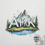 Tattoo design a stylized “afk” text melting i… – tattoo sketch (№1755273333_0, 15.08.2025 15:55) — tattoovalue.net