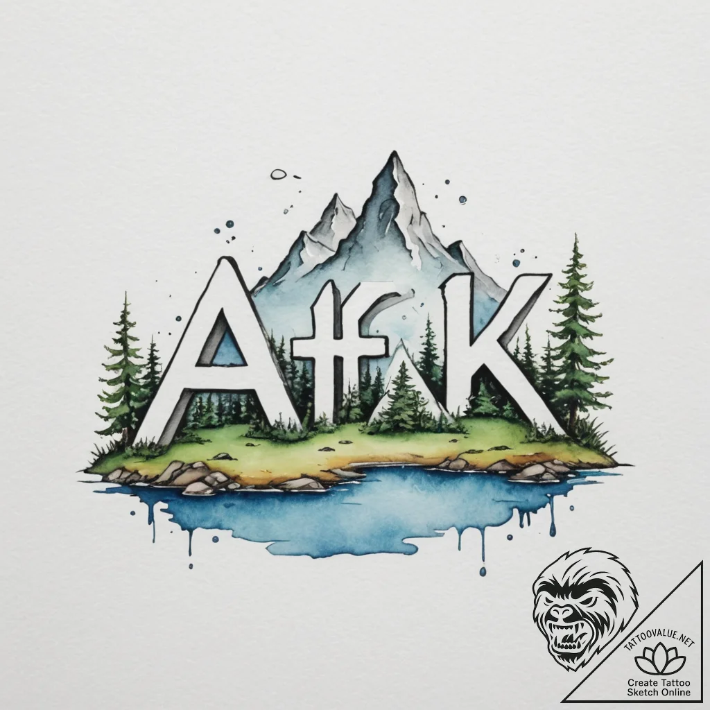 Tattoo design a stylized "afk" text melting i... - tattoo sketch (№1755273333_0, 15.08.2025 15:55) — tattoovalue.net