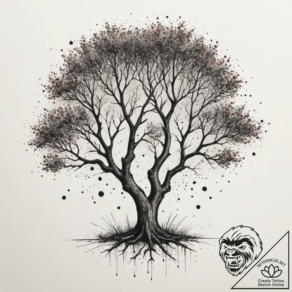 Tattoo sketch two trees whose branches merge... - tattoo sketch (№1755273936_0, 15.08.2025 16:05) — tattoovalue.net