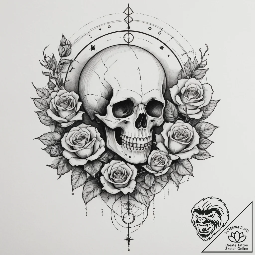 Tattoo sketch a delicate line connecting a zo... - tattoo sketch (№1755274992_0, 15.08.2025 16:23) — tattoovalue.net