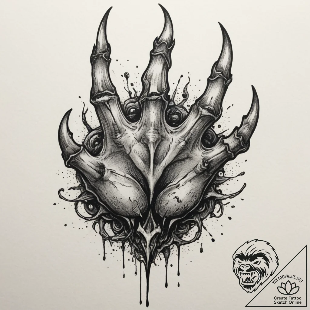Tattoo sketch a powerful, generic creature's... - tattoo sketch (№1755275395_0, 15.08.2025 16:29) — tattoovalue.net