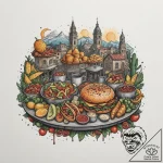 A street food market in mexico city at night…. – tattoo sketch (№1755275596_0, 15.08.2025 16:33) — tattoovalue.net