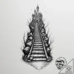 Stairway leading to a submerged city – tattoo sketch (№1755275795_0, 15.08.2025 16:36) — tattoovalue.net