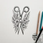 Scissors, artistic tattoo sketch, minimalist… – tattoo sketch (№1755275996_0, 15.08.2025 16:39) — tattoovalue.net