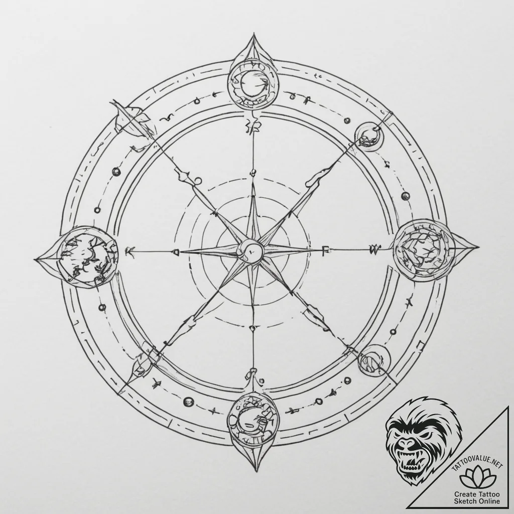 Tattoo sketch a delicate line connecting a zo... - tattoo sketch (№1755276418_0, 15.08.2025 16:46) — tattoovalue.net