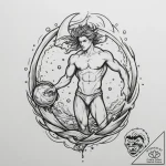 Tattoo sketch aquarius’s water-bearer, with u… – tattoo sketch (№1755276829_0, 15.08.2025 16:53) — tattoovalue.net