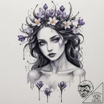 A dark watercolor tattoo of marzanna (morana)… – tattoo sketch (№1755277638_0, 15.08.2025 17:07) — tattoovalue.net