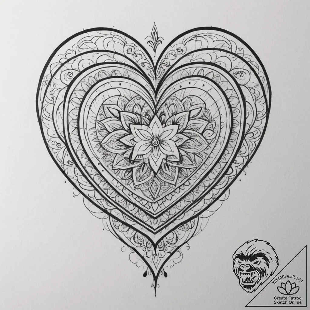 Tattoo sketch a heart silhouette made of a fa... - tattoo sketch (№1755278644_0, 15.08.2025 17:24) — tattoovalue.net
