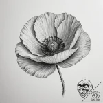 Tattoo sketch a single poppy in bloom its pet… – tattoo sketch (№1755279046_0, 15.08.2025 17:30) — tattoovalue.net