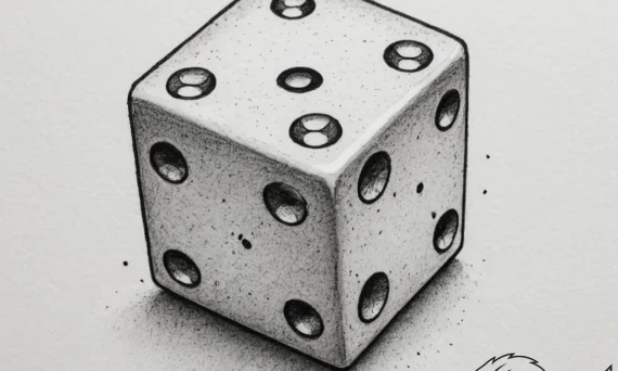 Tattoo sketch a single d6 dice with a critica... - tattoo sketch (№1755279445_0, 15.08.2025 17:37) — tattoovalue.net