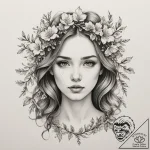Tattoo sketch: lada, depicted as a beautiful… – tattoo sketch (№1755280053_0, 15.08.2025 17:47) — tattoovalue.net