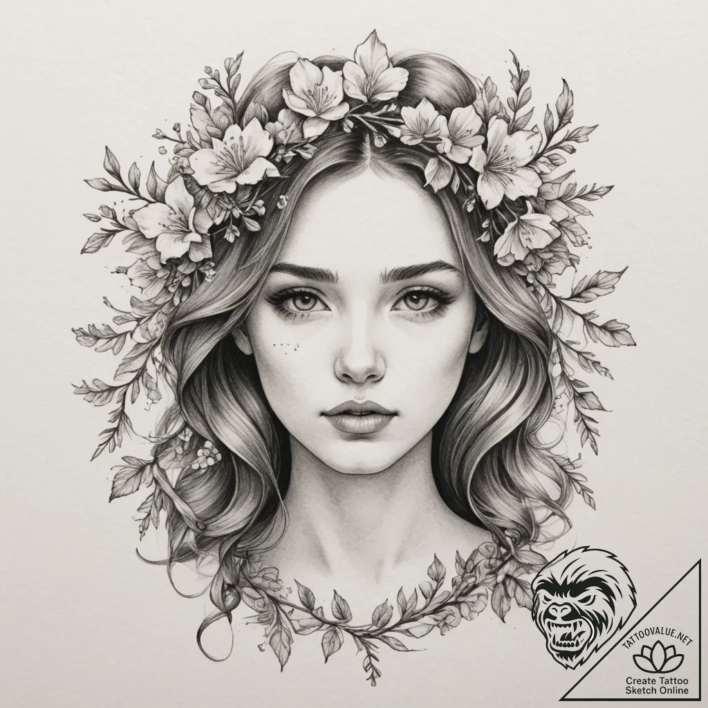 Tattoo sketch: lada, depicted as a beautiful... - tattoo sketch (№1755280053_0, 15.08.2025 17:47) — tattoovalue.net