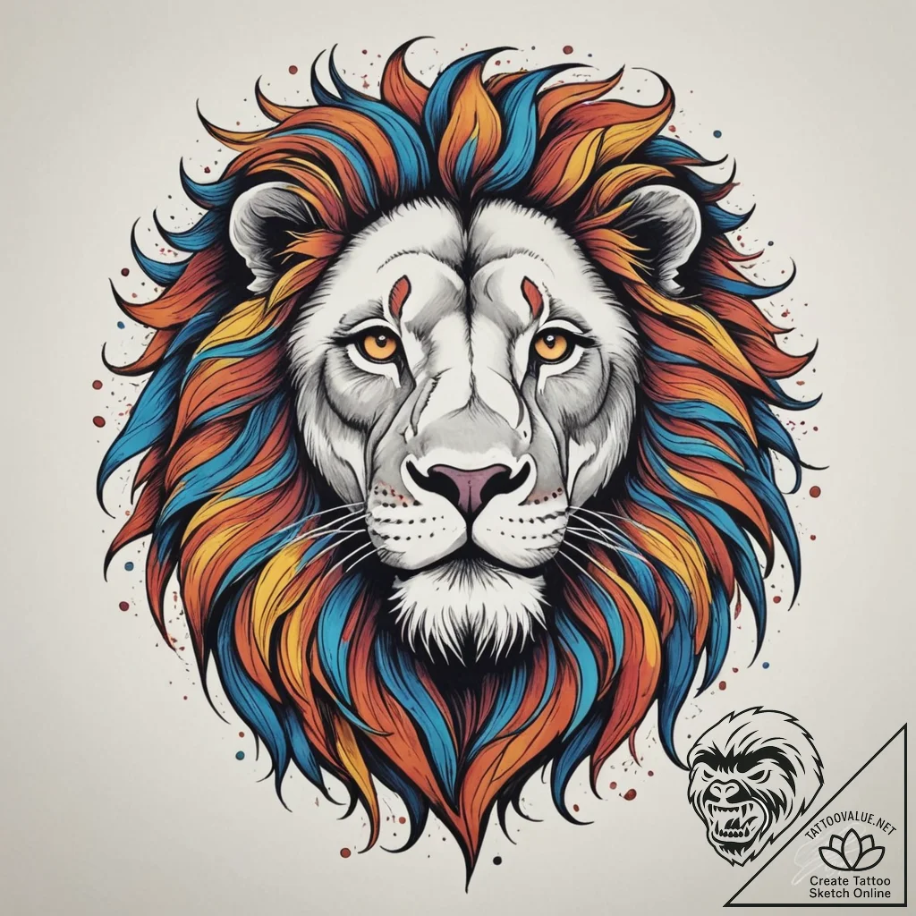 Tattoo sketch a majestic leo lion, its fur an... - tattoo sketch (№1755280450_0, 15.08.2025 17:54) — tattoovalue.net