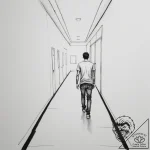 A cinematic shot of a person walking away dow… – tattoo sketch (№1755280648_0, 15.08.2025 17:57) — tattoovalue.net