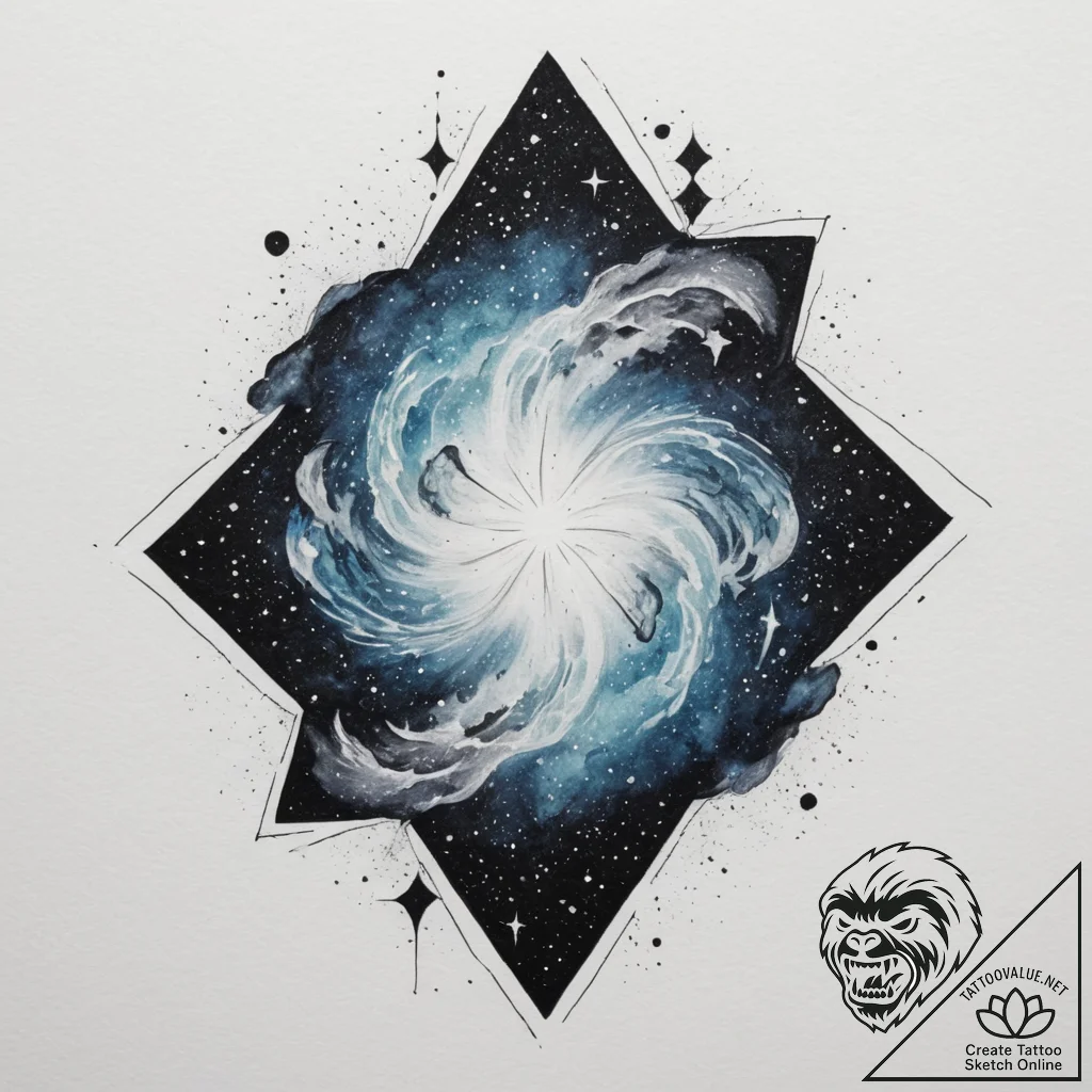 Tattoo design a cosmic nebula in watercolor,... - tattoo sketch (№1755281045_0, 15.08.2025 18:04) — tattoovalue.net