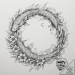 Tattoo design a delicate floral wreath surrou… – tattoo sketch (№1755281242_0, 15.08.2025 18:07) — tattoovalue.net
