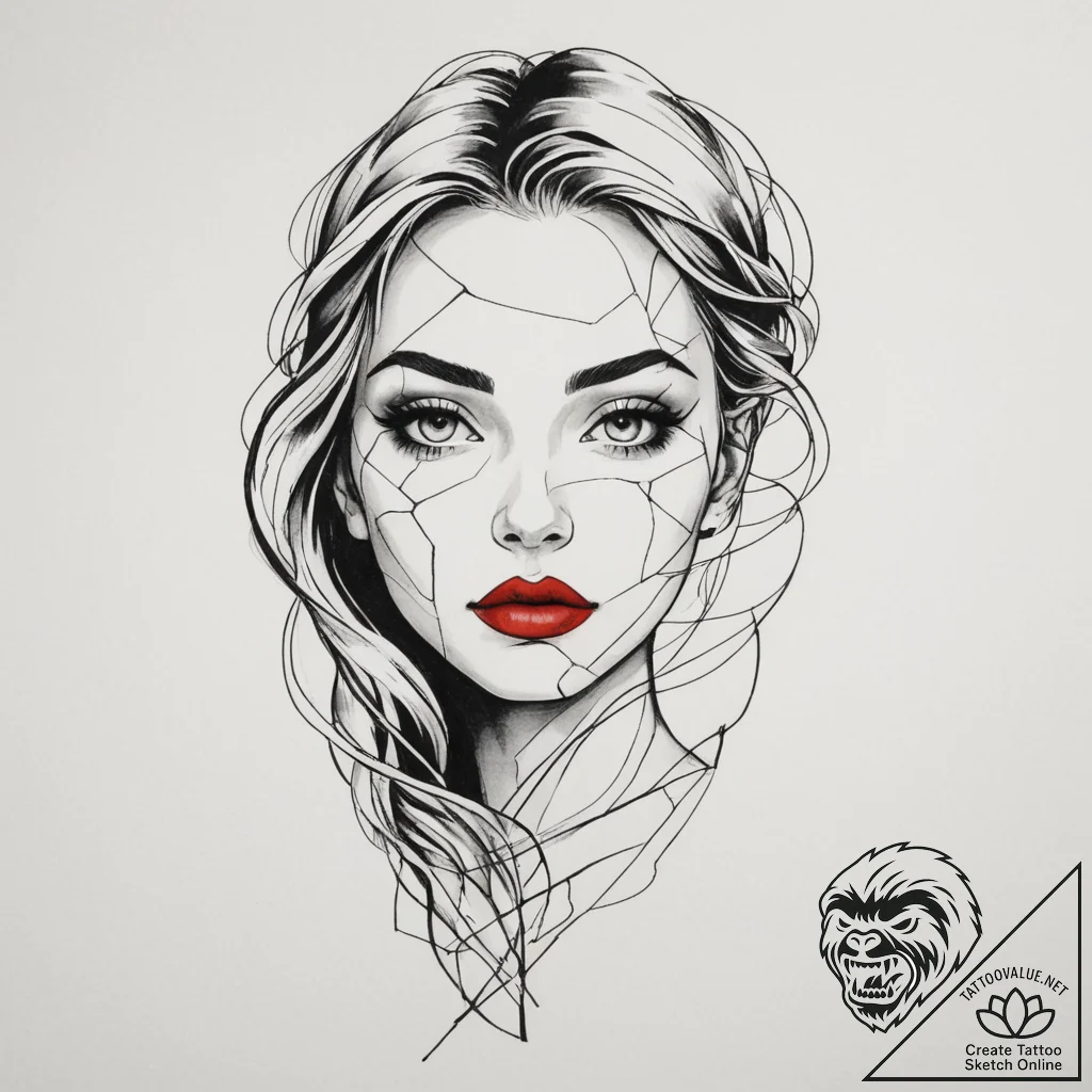 Tattoo design a broken mirror reflecting a co... - tattoo sketch (№1755281844_0, 15.08.2025 18:17) — tattoovalue.net