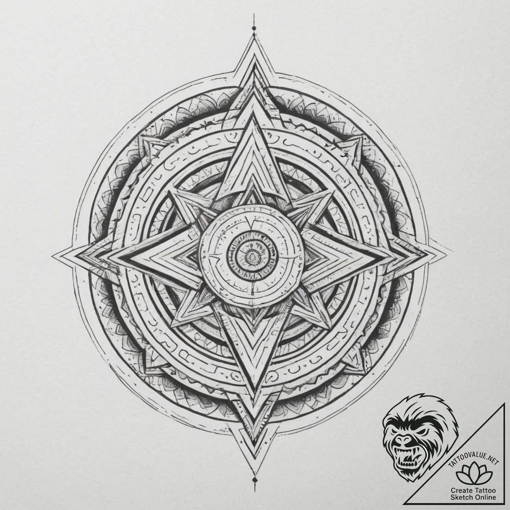 132. tattoo design: a "klad" rune with intric... - tattoo sketch (№1755282847_0, 15.08.2025 18:34) — tattoovalue.net
