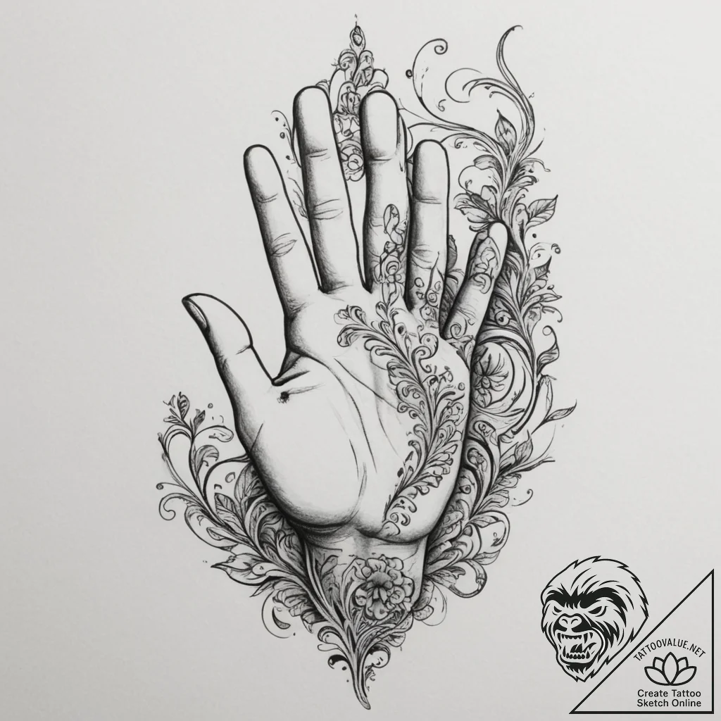 Tattoo sketch a hand reaching out to touch a... - tattoo sketch (№1755283049_0, 15.08.2025 18:37) — tattoovalue.net