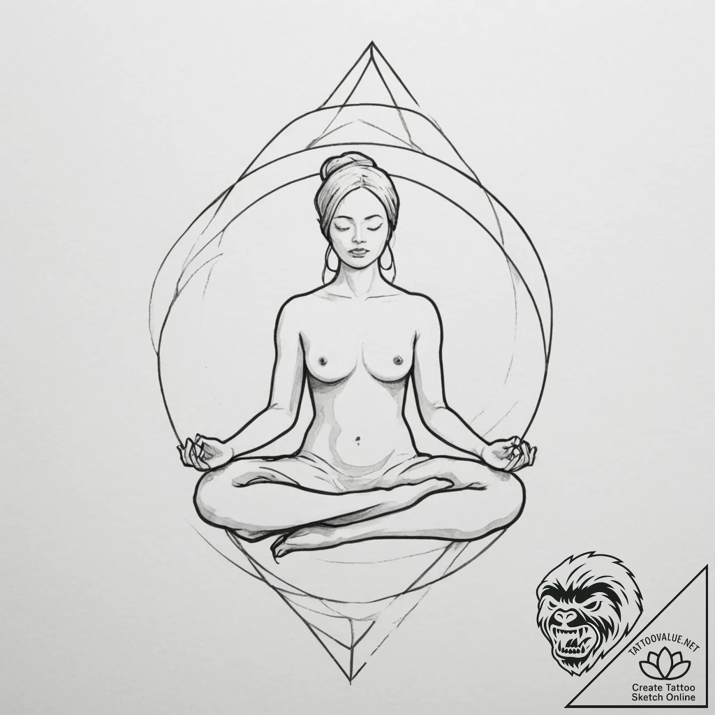 Tattoo design a geometric outline of a person... - tattoo sketch (№1755283848_0, 15.08.2025 18:50) — tattoovalue.net