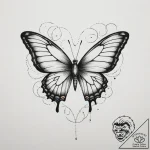 Tattoo design a butterfly in flight, its wing… – tattoo sketch (№1755284050_0, 15.08.2025 18:54) — tattoovalue.net