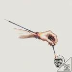 Tattoo sketch a hand pulling back a bowstring… – tattoo sketch (№1755285051_0, 15.08.2025 19:10) — tattoovalue.net