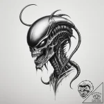 A xenomorph from alien, tattoo flash sheet de… – tattoo sketch (№1755285659_0, 15.08.2025 19:20) — tattoovalue.net