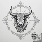 Tattoo design a taurus symbol intertwined wit… – tattoo sketch (№1755285858_0, 15.08.2025 19:24) — tattoovalue.net
