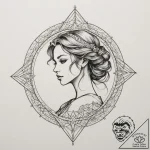Tattoo design a virgo maiden’s silhouette bre… – tattoo sketch (№1755286856_0, 15.08.2025 19:40) — tattoovalue.net