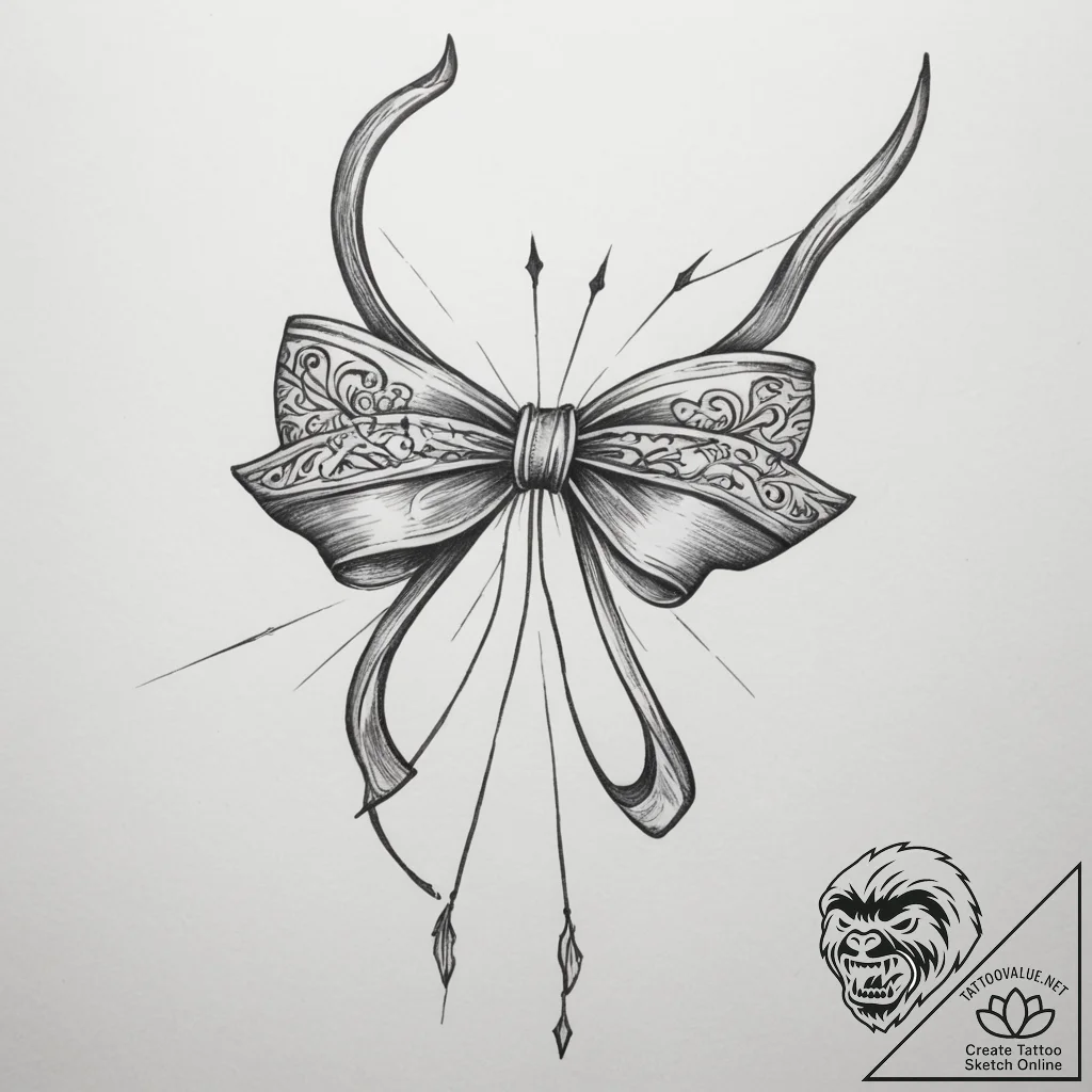 Tattoo design a traditional bow and quiver, s... - tattoo sketch (№1755287262_0, 15.08.2025 19:47) — tattoovalue.net